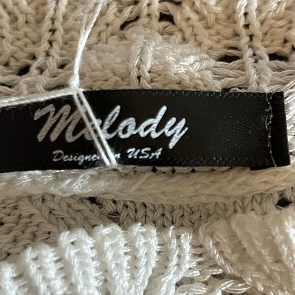 Melody Womens White Long Sleeve Knit Crochet Sweater XL‎  Pullover - Picture 9 of 13